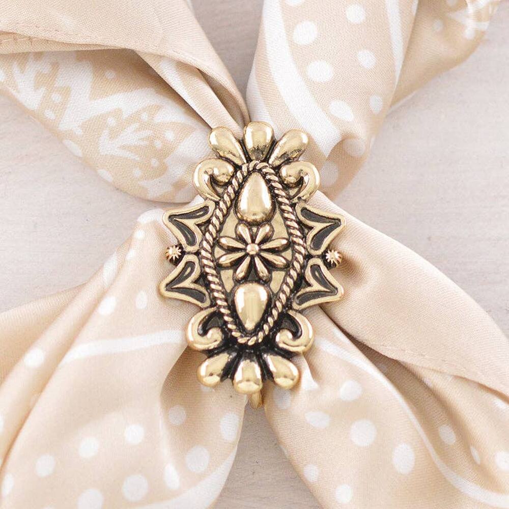 Western Aztec Concho Scarf Slide | Gold | 1.75" x 1.25"
